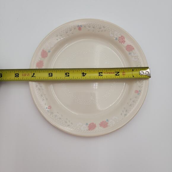 Corelle Blossoms in Lace Plate Dessert 7.25 in Beige Pink and White Lace - Picture 3 of 3